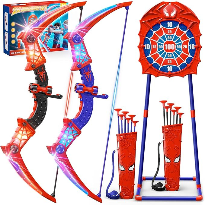 Toys for Boys Age 3-12, 2 Pcs Shooting Set with Red & Blue LED Lights, Standing Target & 2 Quiver... | Amazon (US)