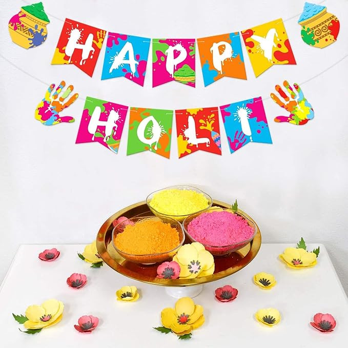 Happy Holi Banners Indian Festival Colorful Bunting, Festival of Colors Holi Bollywood Party Supp... | Amazon (US)