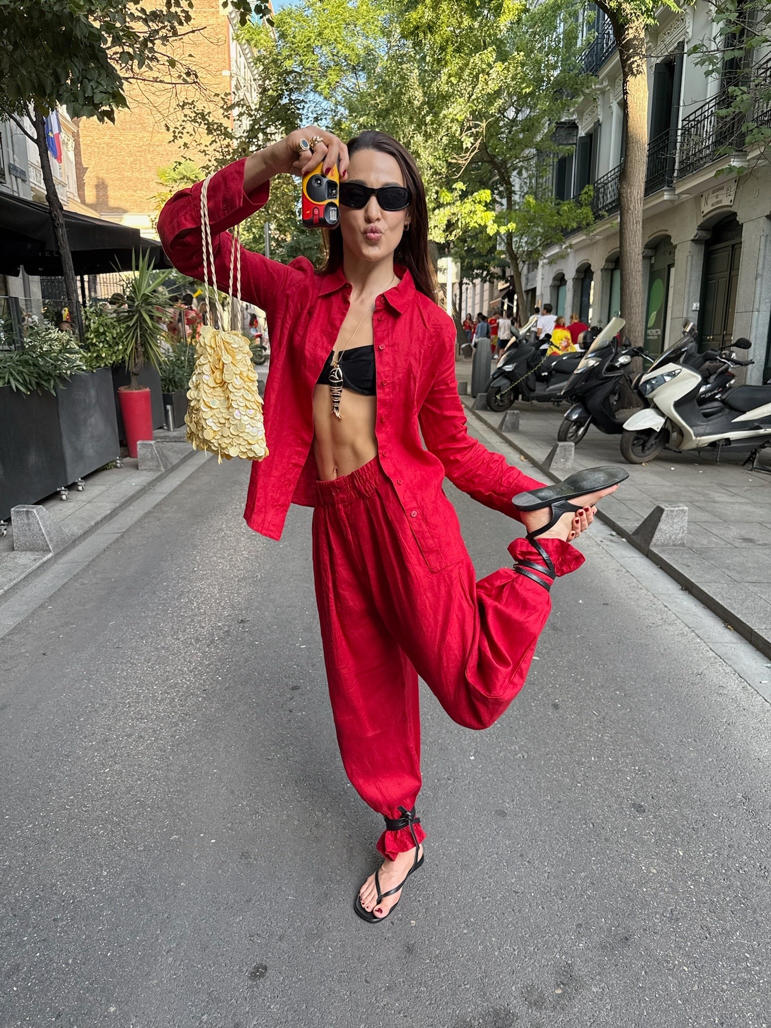 A little red-on-red moment ❤️ I love how the matching shirt and pants create a bold monochromatic look, while the embellished yellow bag adds the perfect unexpected pop of color. Finished with black sandals for an effortless, polished feel.

#LTKootd #LTKgrwm #LTKdayinmylife