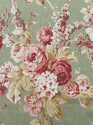 MULBERRY CURTAIN FABRIC DESIGN "Vintage Floral" 6 METRES 100% LINEN CORAL/SAGE | eBay US