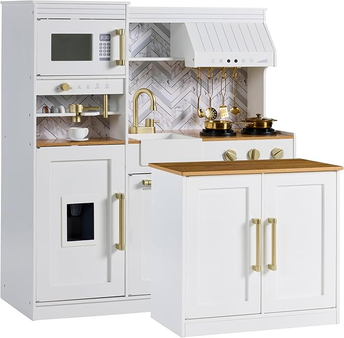 Best Choice Products Pretend Play Kitchen for Kids, Interactive Wooden Toddler Playset with Islan... | Amazon (US)
