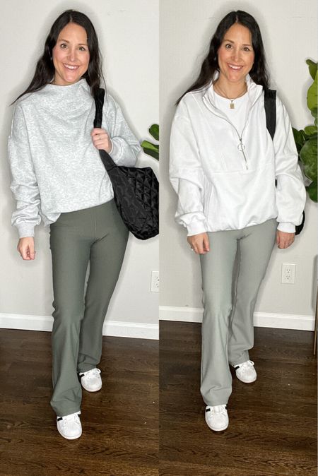 Casual legging outfits | mini flare leggings | look for less | mom outfit idea | small in everything 

#LTKover40 #LTKstyletip #LTKfindsunder50