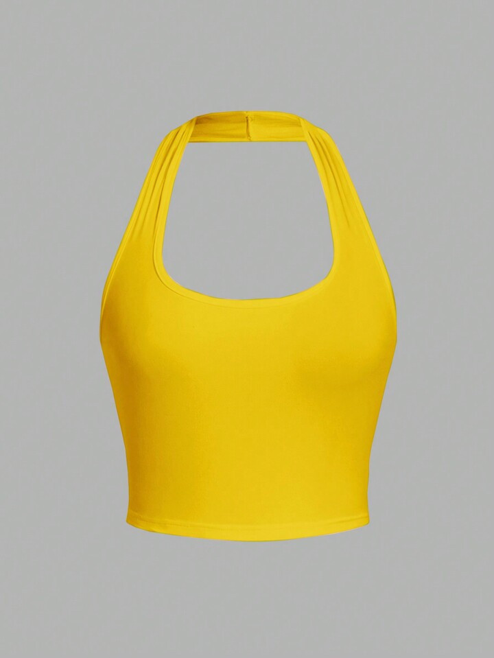 SHEIN EZwear Women's Sleeveless Short Top With V-Neck Design, Suitable For Summer | SHEIN