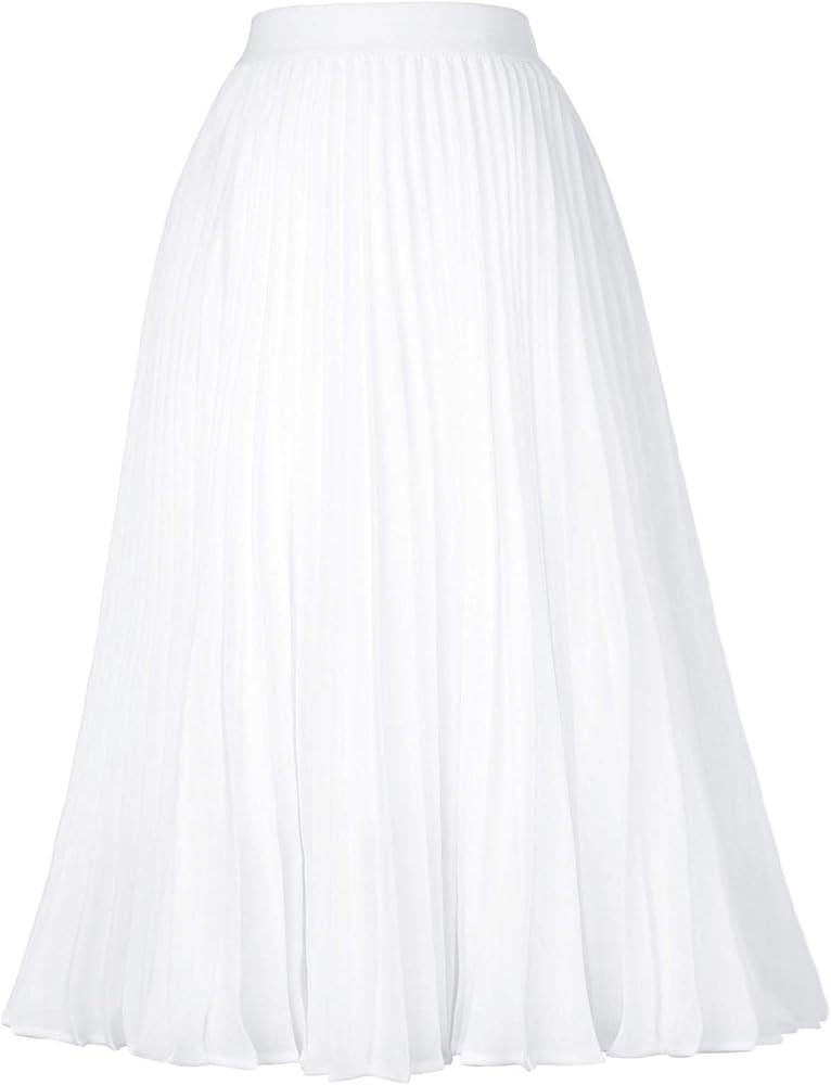 GRACE KARIN Women High Elastic Waist Pleated Chiffon Skirt Midi Swing A-line Skirts | Amazon (US)