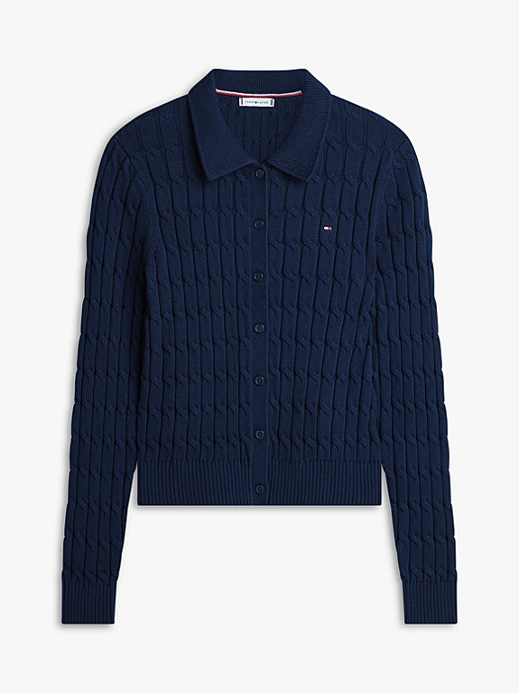 Zopfstrick-Cardigan mit Polokragen | Tommy Hilfiger (DE)