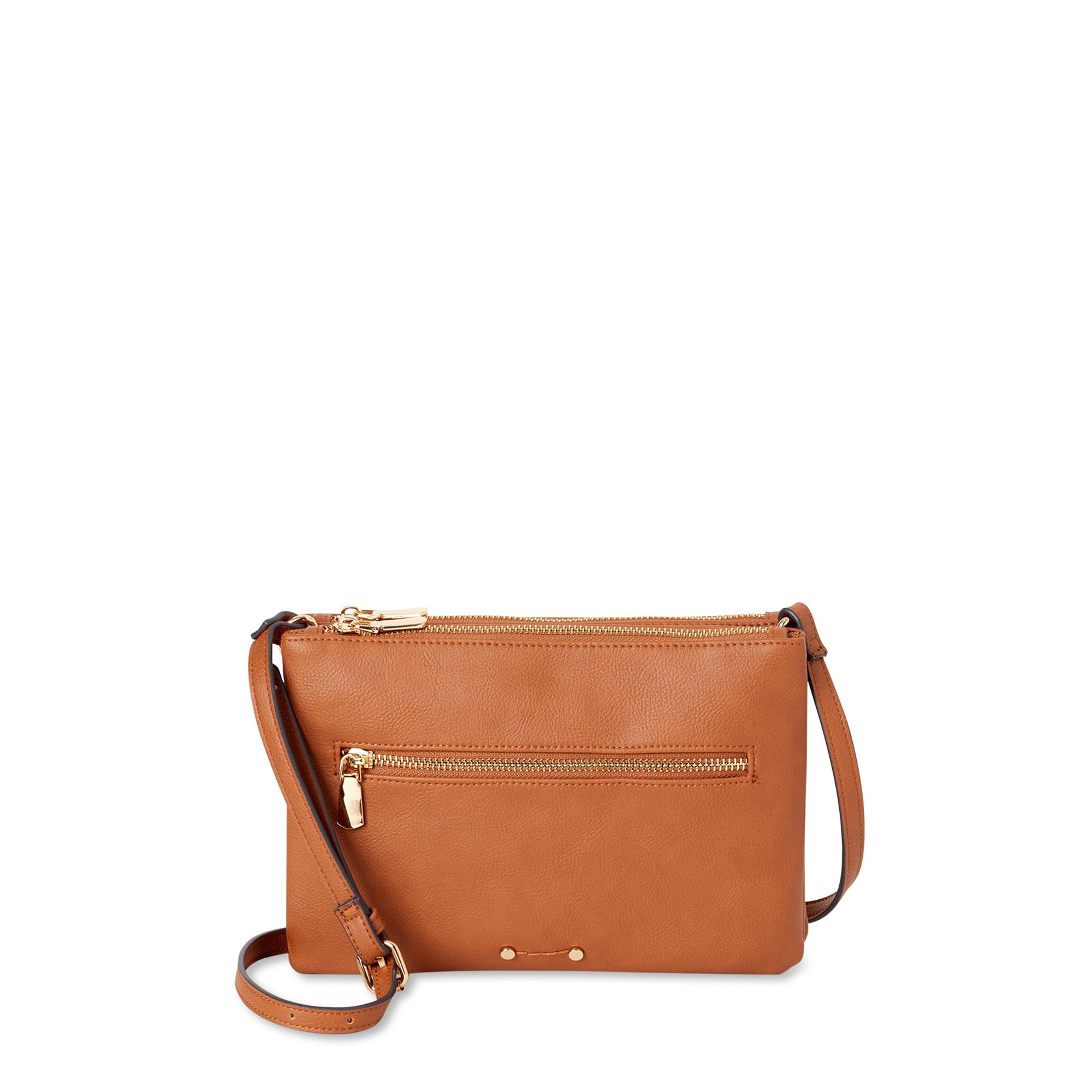 Time and Tru Faux Leather Double Gusset Crossbody Bag | Walmart (US)