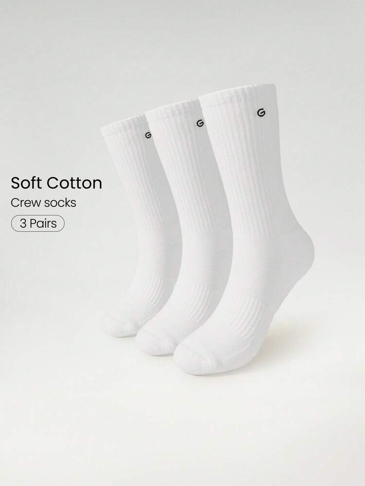 GLOWMODE 3 Pairs Socks Soft Ventilated Mesh With Embroidered Logo Gym Workout Daily | SHEIN