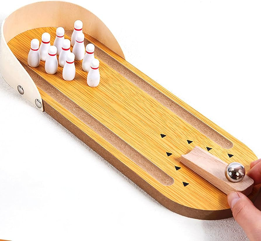 SANTA CASA Stocking Stuffers for Men and Adults,Teens - Wooden Mini Bowling Set - Stress-Relievin... | Amazon (US)