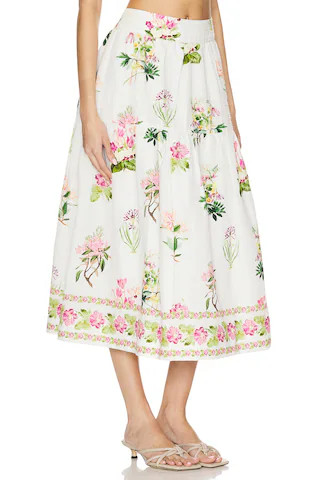 HEMANT AND NANDITA Midi Skirt in White Floral from Revolve.com | Revolve Clothing (Global)