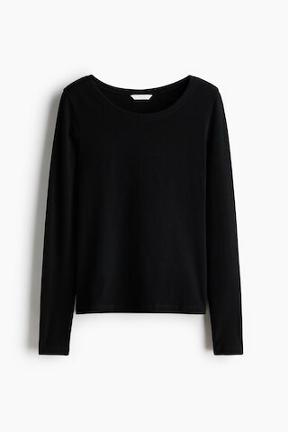 H & M - Fitted Cotton Top - Black | H&M (US + CA)