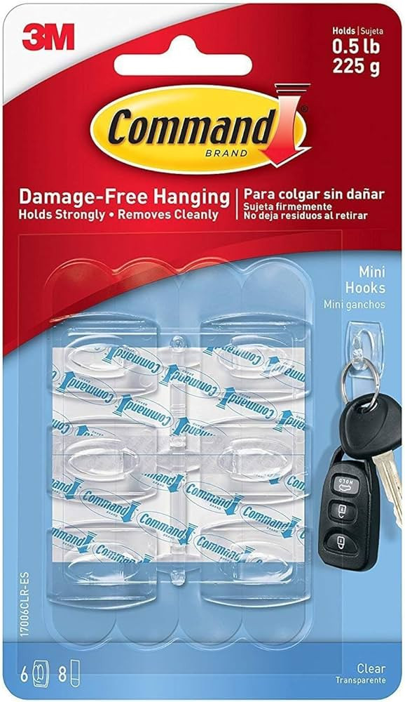 Command Strips 17006CLR Clear Mini Command Hooks 6 Count | Amazon (US)
