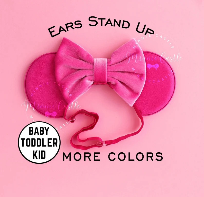 Mickey Ears, Mickey Ears Elastic Headband, Baby Toddler Mouse Ears, Velvet Bow Minnie Ears, Minni... | Etsy (US)