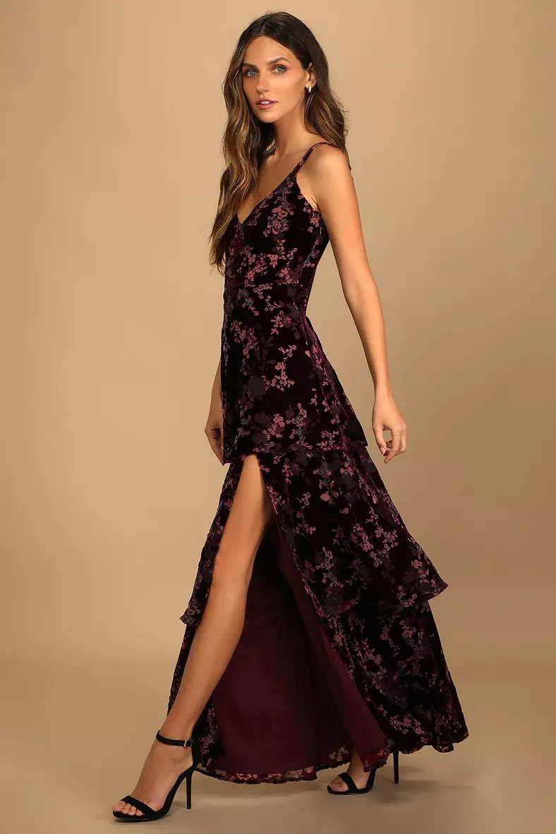 Purple Maxi Dress - High-Low Dress - Floral Print Dress - Lulus