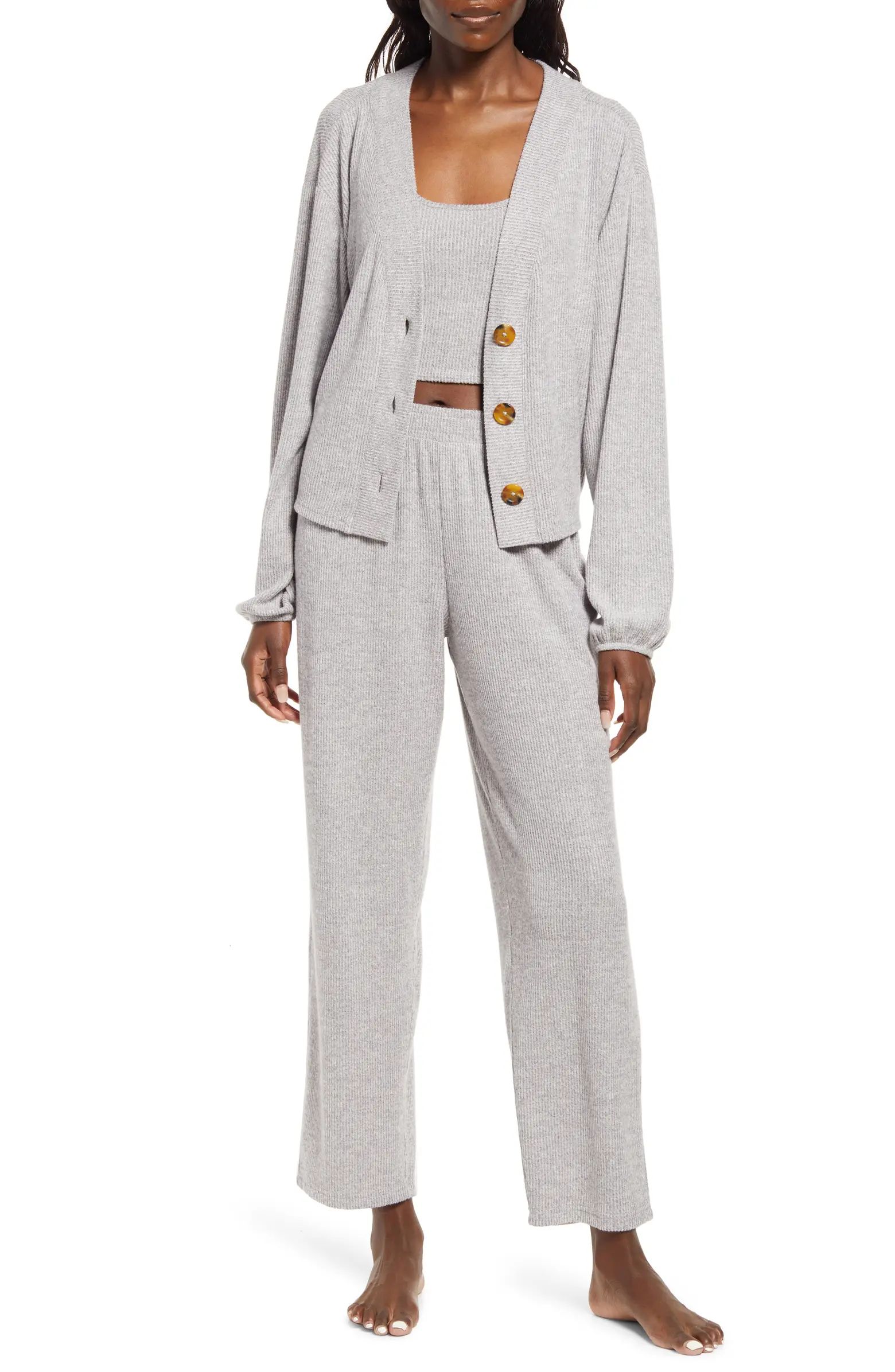 Open Edit 3-Piece So Soft Rib Lounge Set | Nordstrom | Nordstrom Canada