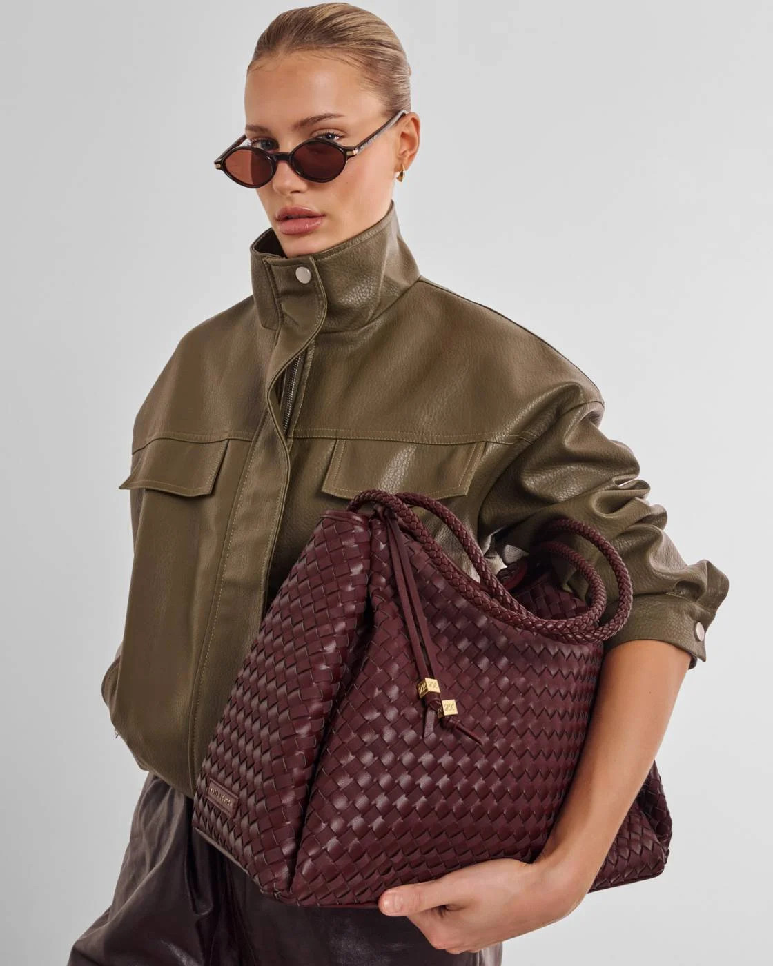 Nova Hand Woven Large Shoulder Bag in Cherry | Katie Loxton Ltd. (UK)