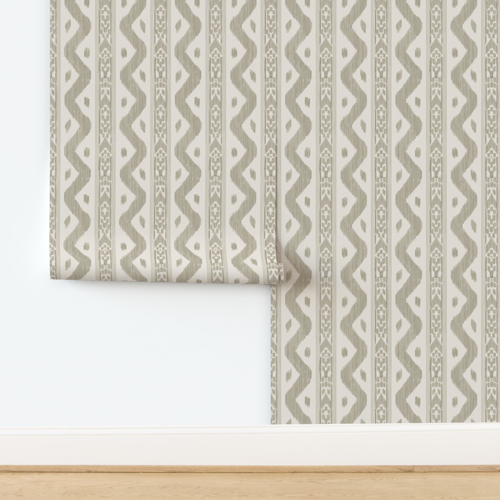 Wallpaper in Mariah Ikat Ennis Taupe | Spoonflower
