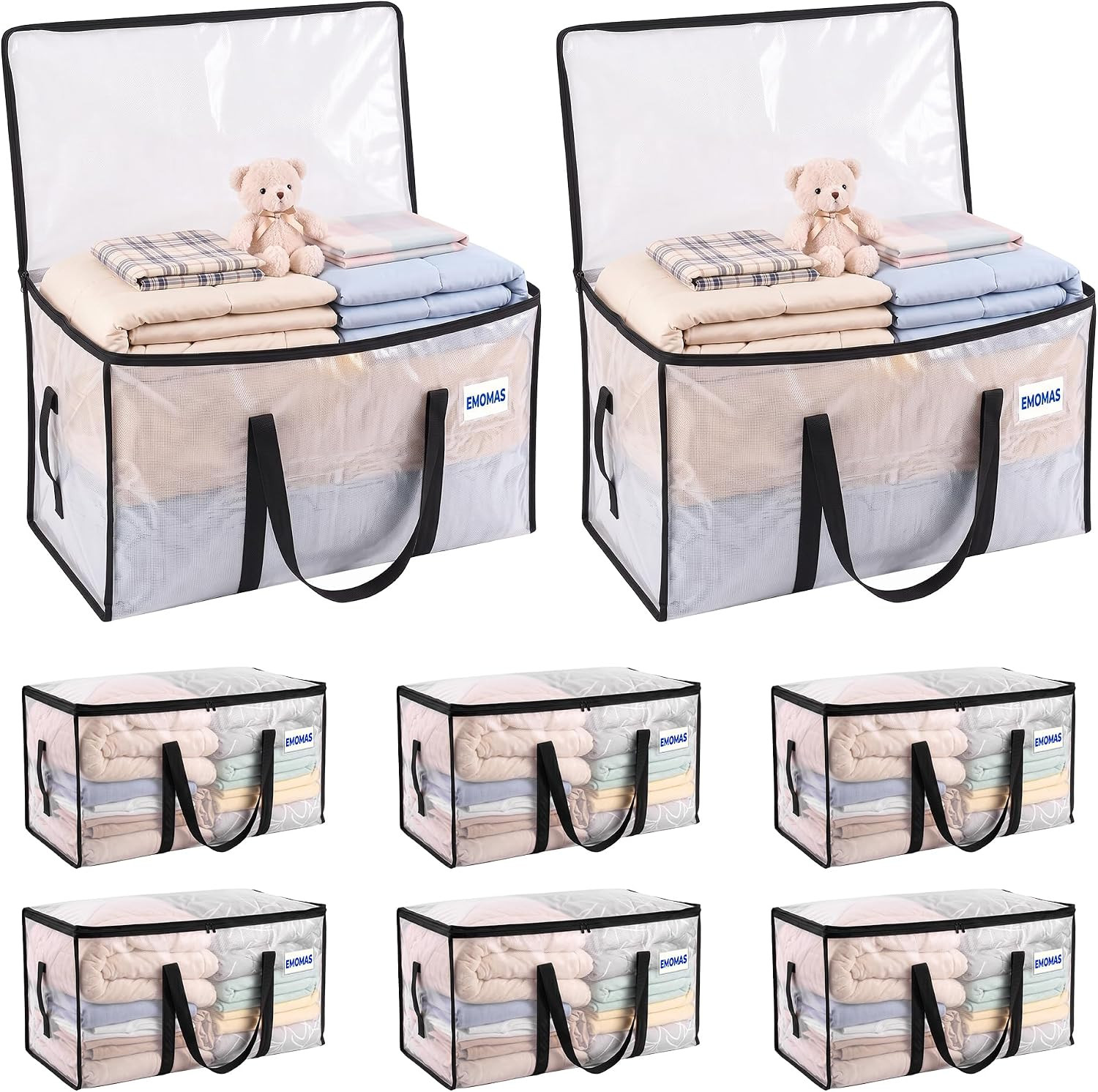 8 Pack Clear Moving Bags, Heavy Duty, Extra Large with Handles | Amazon (US)