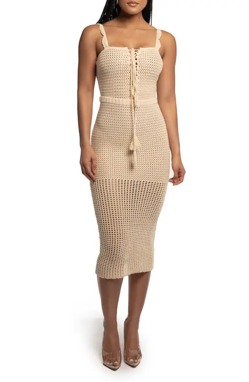 JLUXLABEL Laced Up Crochet Two-Piece Tank & Skirt Set in Ivory at Nordstrom, Size Small | Nordstrom