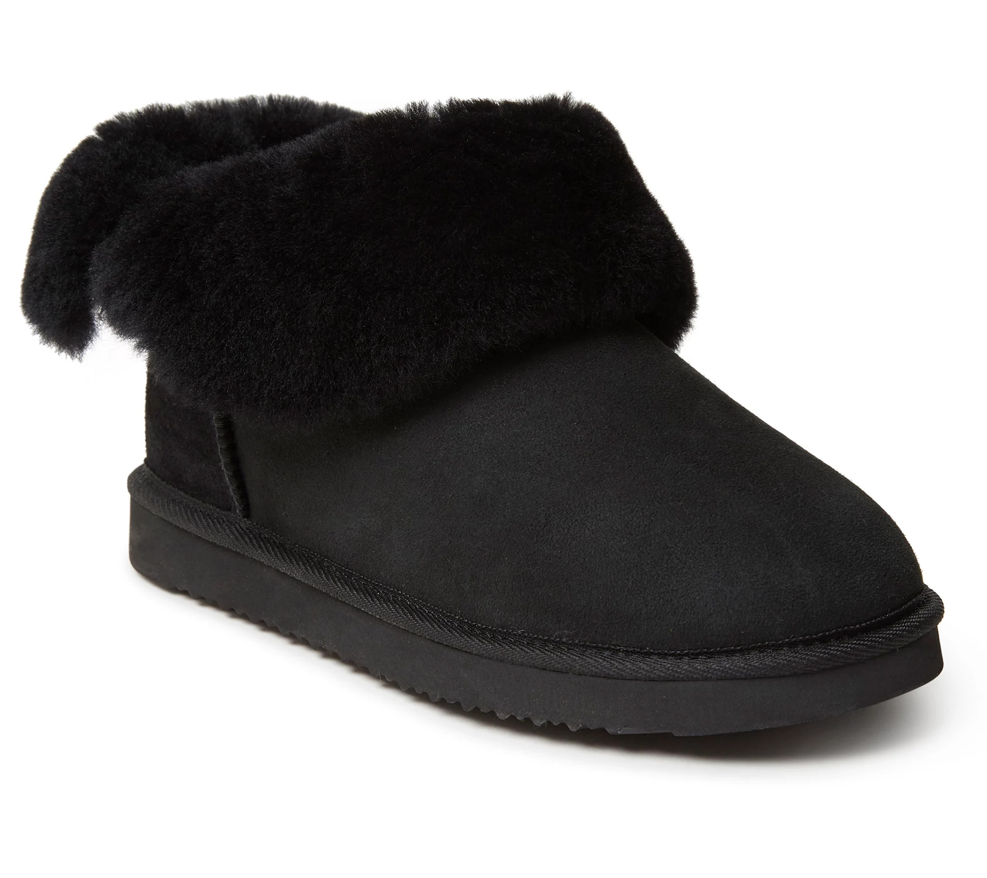Fireside by Dearfoams Shearling Foldover BootsSlippers- Perth - QVC.com | QVC