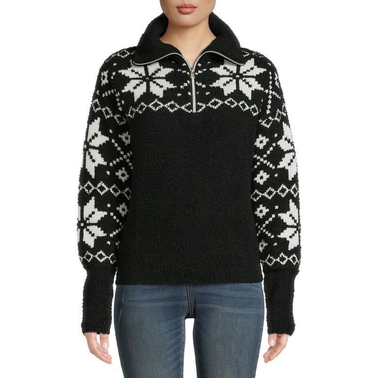 Time and Tru Women's Quarter Zip Sweater | Walmart (US)