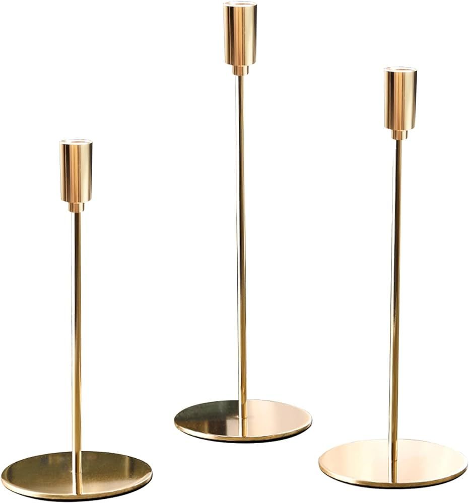 FLARDOR Gold Candle Holders Set 3, Decorative Candlestick Holder for Formal Events, Gifts for Fri... | Amazon (US)