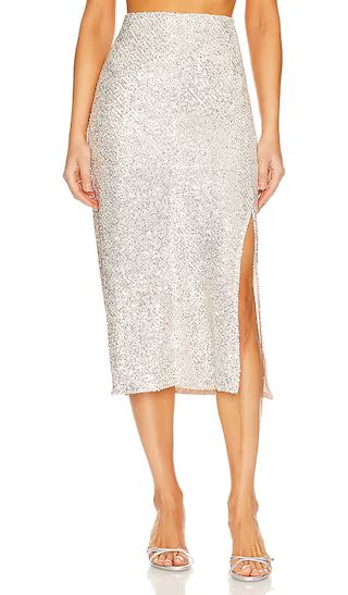 Sequin Bias Skirt in Nude & Silver | Revolve Clothing (Global)