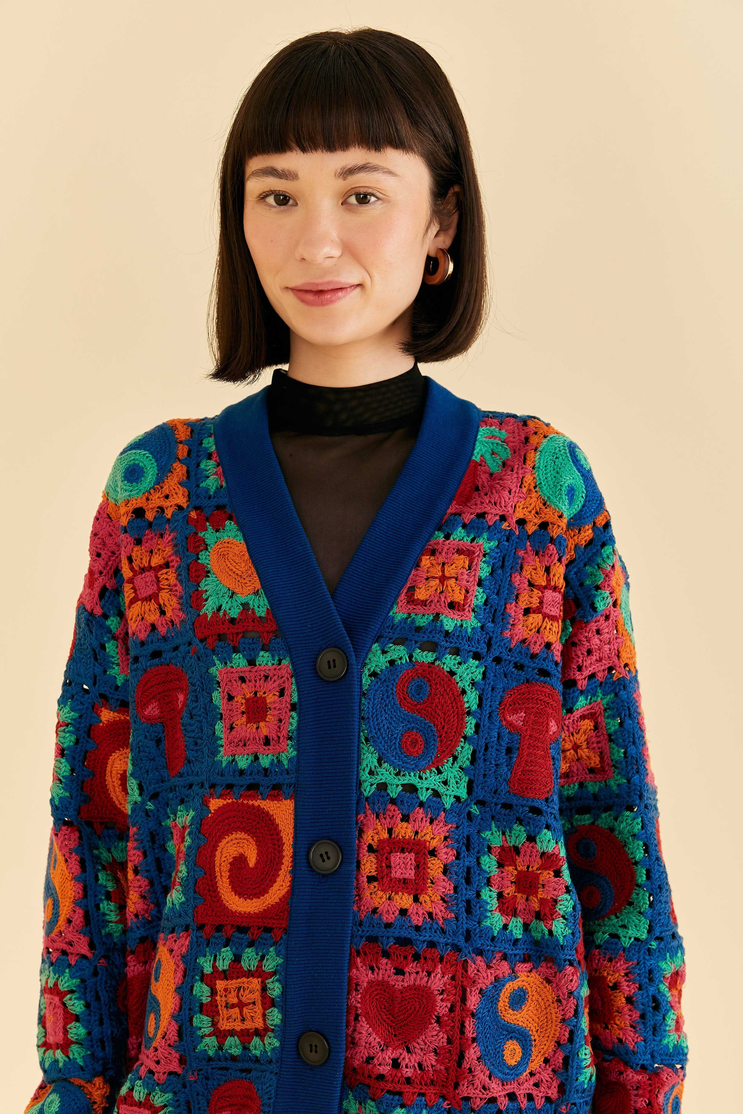 crochet icons cardigan | FarmRio (US)