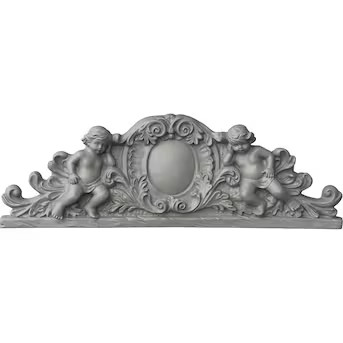 Ekena Millwork Scroll Angel 28.5-in W x 9.625-in H Primed Urethane Applique | Lowe's