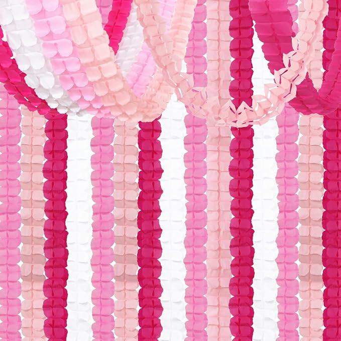 Rose-Red Pink-White Party-Decorations Streamers Garland - 157Ft Four-Leaf Clover Hanging Banner,W... | Amazon (US)