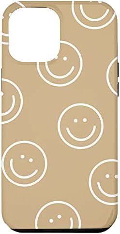 iPhone 12 Pro Max Minimal Neutral Tan Smile Smiley Face Case | Amazon (US)