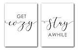 Get Cozy Stay Awhile 11 x 14 Inch print Minimalist Art Typography Art Bedroom Wall Art Romantic Gift | Amazon (US)