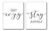 Get Cozy Stay Awhile 11 x 14 Inch print Minimalist Art Typography Art Bedroom Wall Art Romantic Gift | Amazon (US)