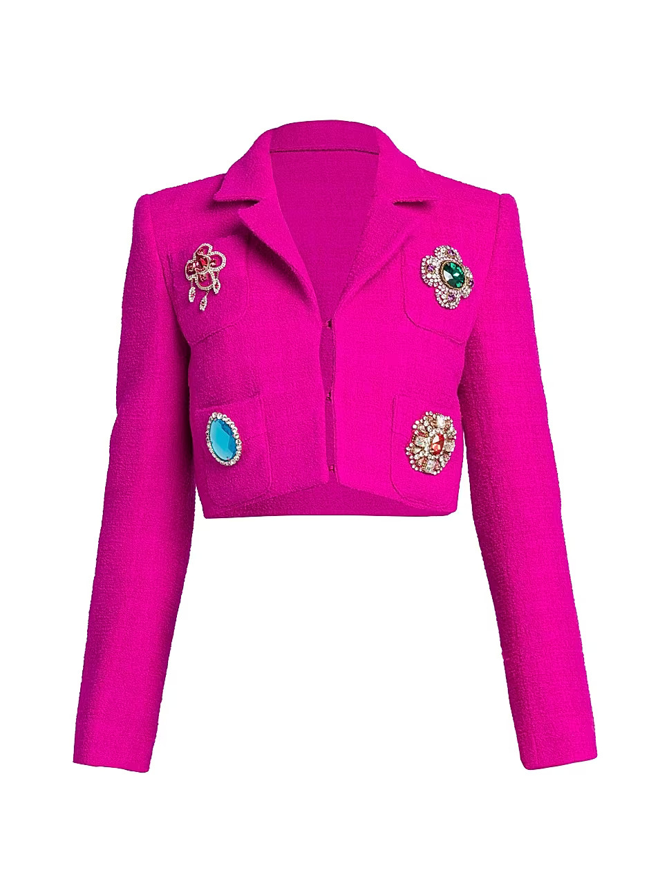 Cropped Brooch-Embellished Blazer | Saks Fifth Avenue