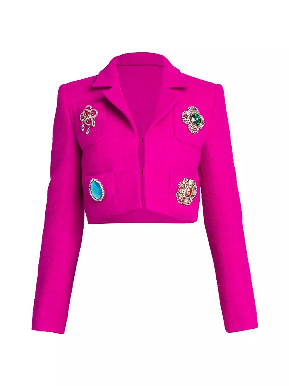 Cropped Brooch-Embellished Blazer | Saks Fifth Avenue