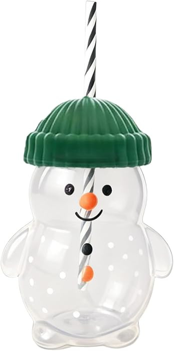Snowman Glass Straw Cup, 20oz Clear Holiday Tumbler with Green Lid, Cute Coffee Mugs Christmas Th... | Amazon (US)