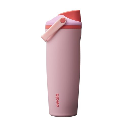 Owala FreeSip Sway Insulated Stainless Steel Water Bottle with Two-Way Spout, Built-In Straw and Bucket Handle, Made for Travel, School, and Sports, 30oz, BPA Free, Leak Proof, Pink Angel Food Cake | Amazon (US)