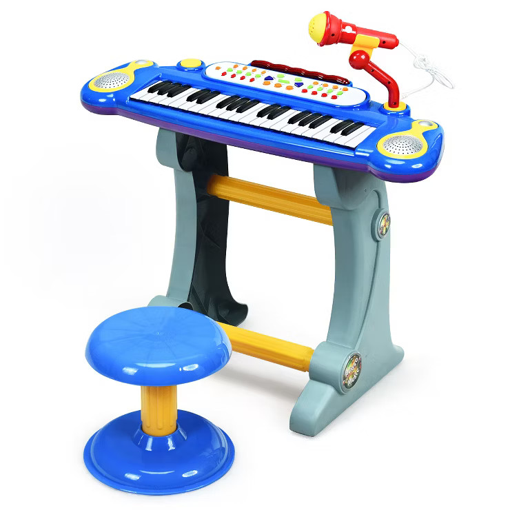 37 Key Electronic Keyboard Kids Toy Piano MP3 Input w/ Microphone & Stool Blue | Target