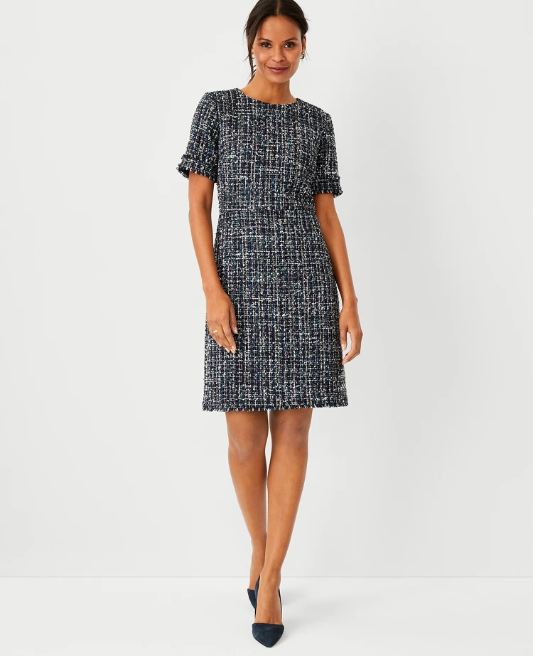 Fringe Tweed Shift Dress | Ann Taylor (US)