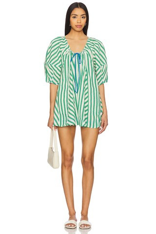 Free People Bop Around Romper in Green Combo from Revolve.com | Revolve Clothing (Global)