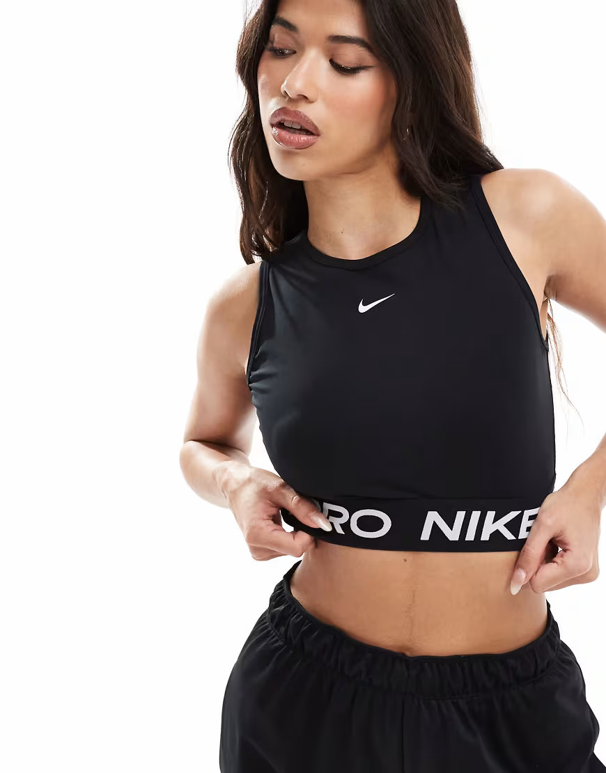 Nike Pro Training Dri-Fit 365 cropped tank in black & white | ASOS (Global)