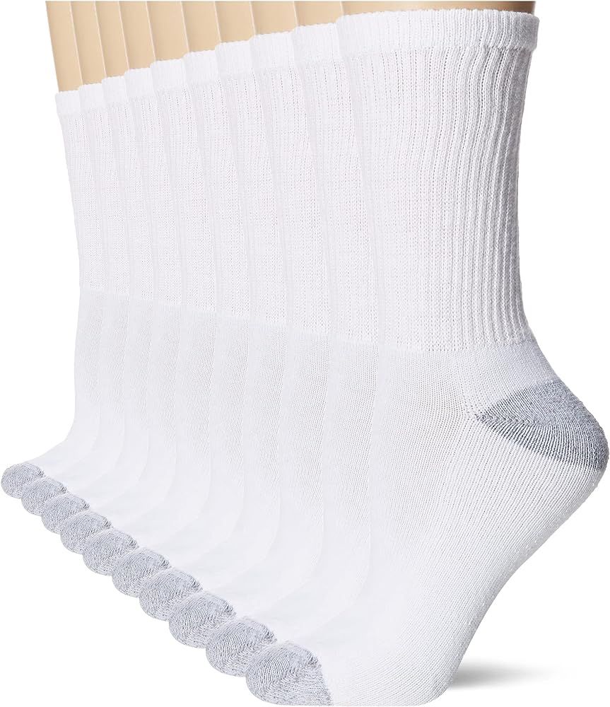 Hanes womens 10-pair Value Pack Crew fashion liner socks, White, 5-9 US at Amazon Women’s Cloth... | Amazon (US)