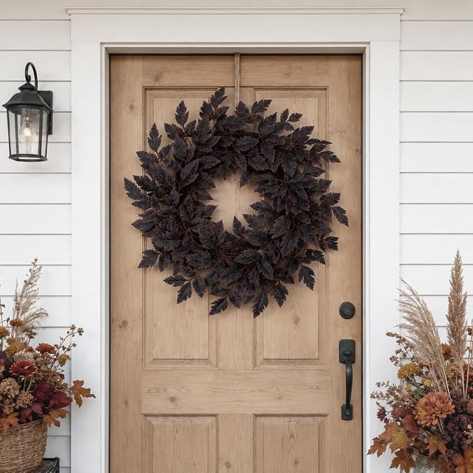 Fall Wreath for Front Door, 20’’ Plum Cimicifuga Berry Wreath, Fall Decor | Full Lush Purple ... | Amazon (US)