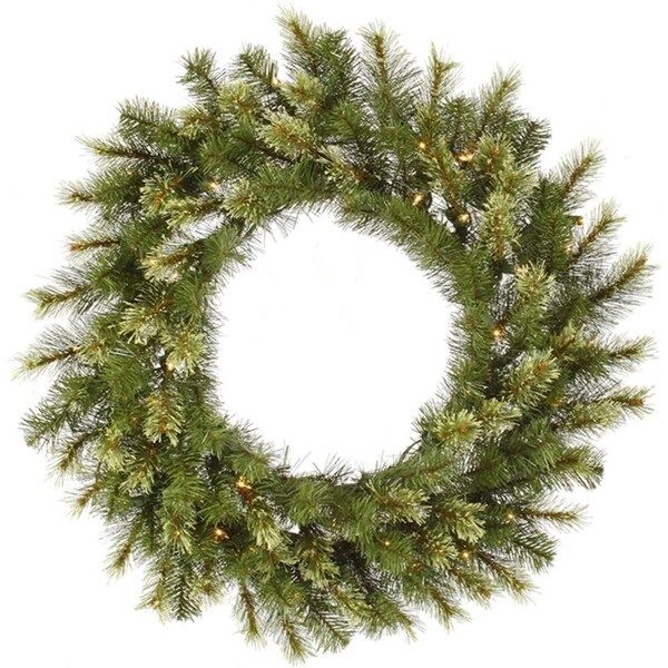 30" Pre-Lit Jack Pine Artificial Christmas Wreath - Clear Lights | Bed Bath & Beyond