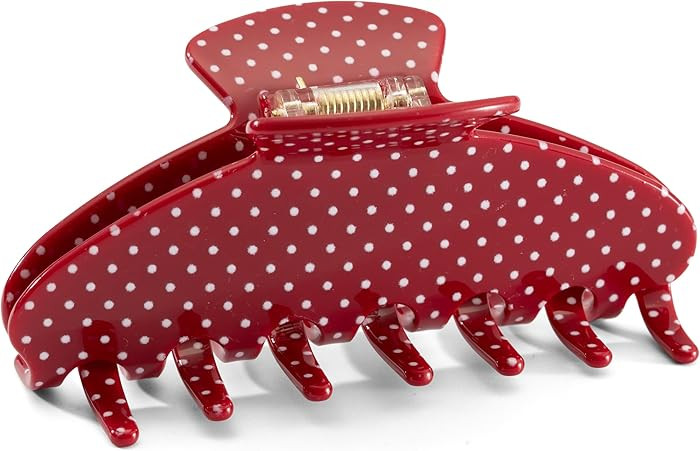 Large Acetate 4 Inch Hair Claw Clip for Women, Red Polka Dots Claw Clips & Jaw Clips for Thin or ... | Amazon (US)