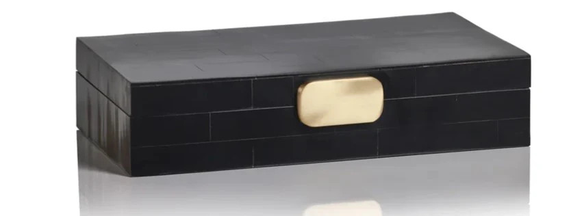 Black Bone Design Box w/ Brass Knob | Dwell Home Co.