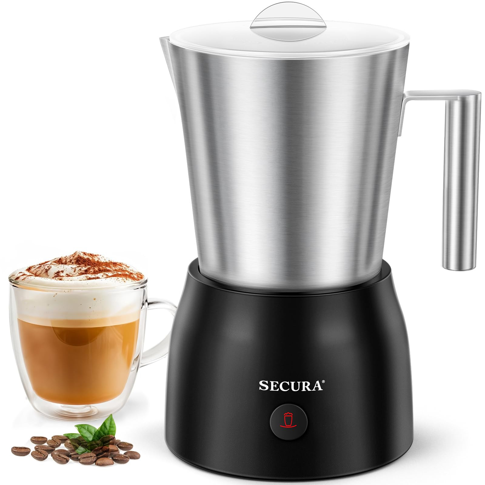 Secura 17oz Electric Milk Frother and Steamer, Stainless Steel Detachable Milk Jug, 4-in-1 Hot & ... | Amazon (US)