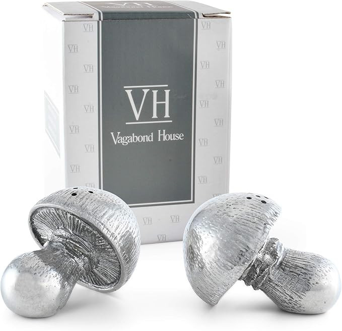 Vagabond House Pewter Mushroom Salt and Pepper Shaker Set 2 inch Wide x 2.5 inch Tall | Amazon (US)