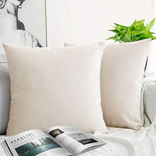 JUEYINGBAILI Throw Pillow Covers Velvet Decorative 2 Packs Ultra-Soft Cream White Pillowcase 18 x... | Amazon (US)