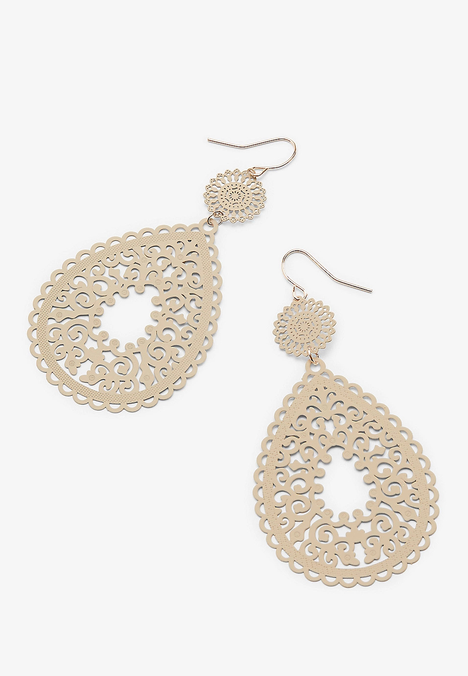 Tan Laser Cut Drop Earrings | Maurices