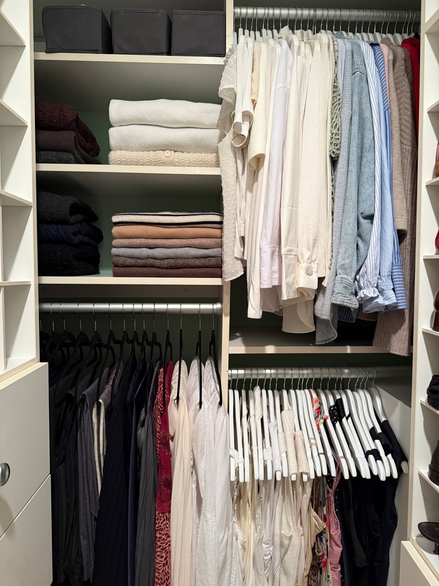 The hack for when you have different hangers? Use different hangers for different sections of your closet

#LTKHome